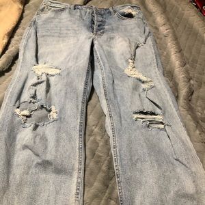 WILD FABLE DISTRESSED HIGH WAISTED STRAIGHT LEG BUTTON FLY JEANS